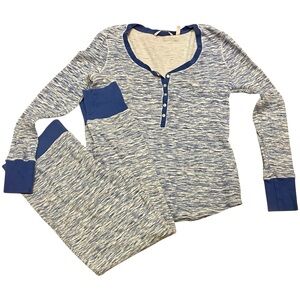 Victoria's‎ Secret Pajama Set Jammie's Thermal Blue / White Cozy Medium